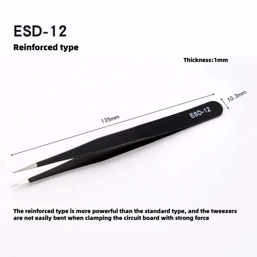 Stainless Steel Tweezers Set,Pointed,Elbow,Flat Head Tweezers Set Hand Tools Industrial Repair Tools Anti-static image 5