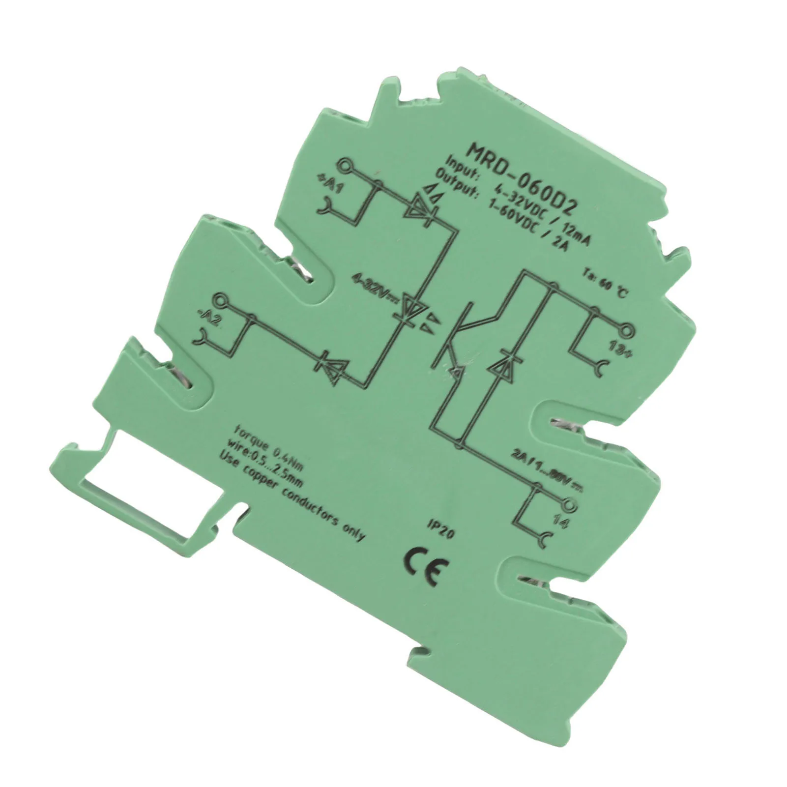 Государственное реле MRD-060D2 Ультратонкий модуль государственного реле 6,2 мм Вход 4-32 В постоянного тока NO Релейный модуль на DIN-рейку Ультратонкое реле