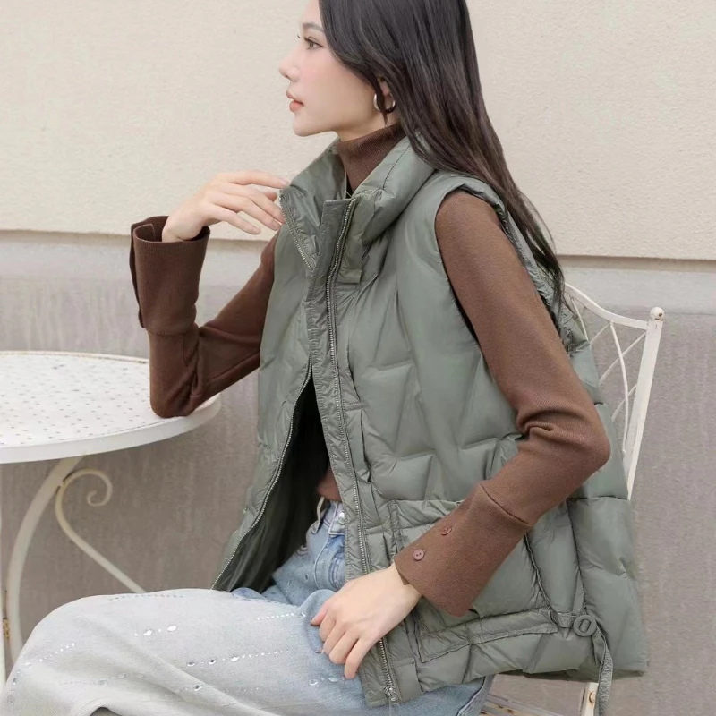 Women\'s Short Down Jacket Waistcoat Slim Temperament Warm Jacket 2024 New Autumn and Winter Leisure Outside Warm Waistcoat