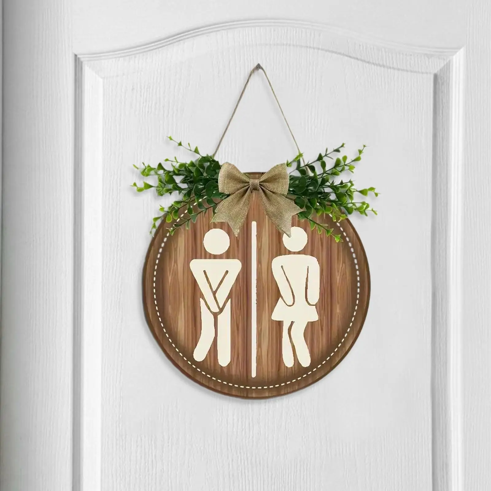 Unisex Restroom Sign Rustic Decorative 9 inch Wall Art Wood Plaque Boy Girl in Use Gender Sign for Apartment Farmhouse Business