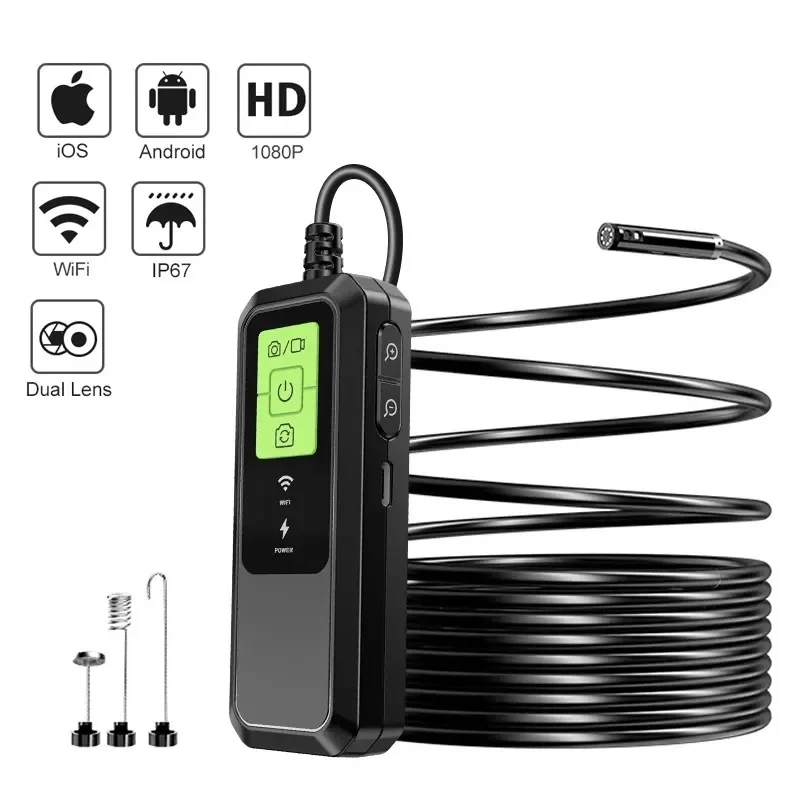 Wireless Endoscope 1080P HD Single & Dual WiFi Borescope IP67 Waterproof Endoscope Camera with Light for Android iOS Smartphone 