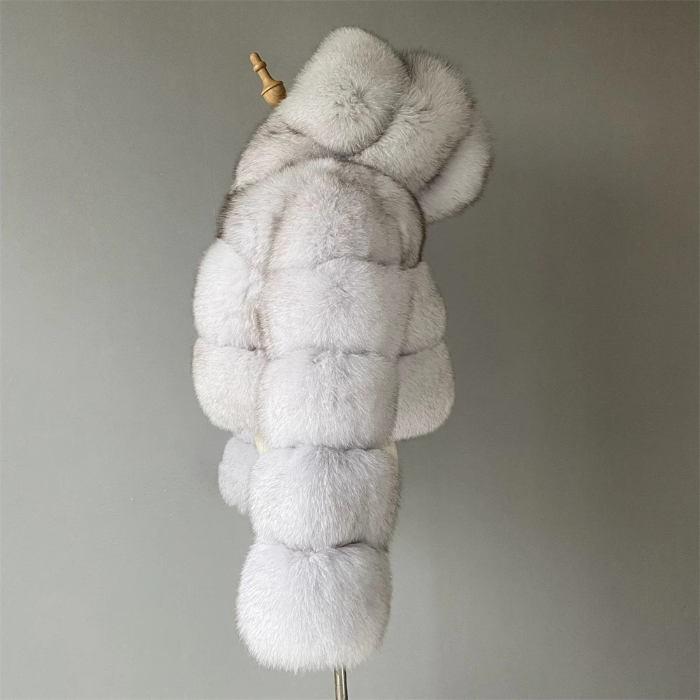 Jaxmonoy Women\'s Real Fur Coats Luxury Natural Fox Fur Jacket Ladies Winter Thick Warm Hooded Fur Coat 2024 New In Outerwear