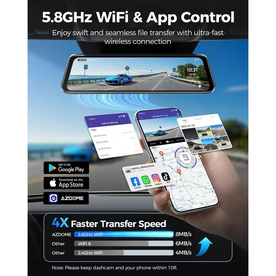 كاميرا مرآة PG17 Max 4K2.5K مع ADAS وBSD وLCA، كاميرا مرآة للرؤية الخلفية 12 مع واي فاي 5 جيجا هرتز والتحكم الصوتي، الرؤية الخلفية Mi #5