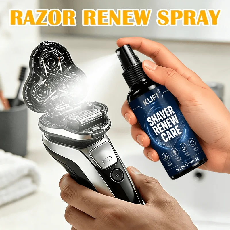 Razor Blade Cleaner & Metal Polish Spray for Electric Shaver Parts - Removes Internal Residue, Smooth Blades, Daily Grooming