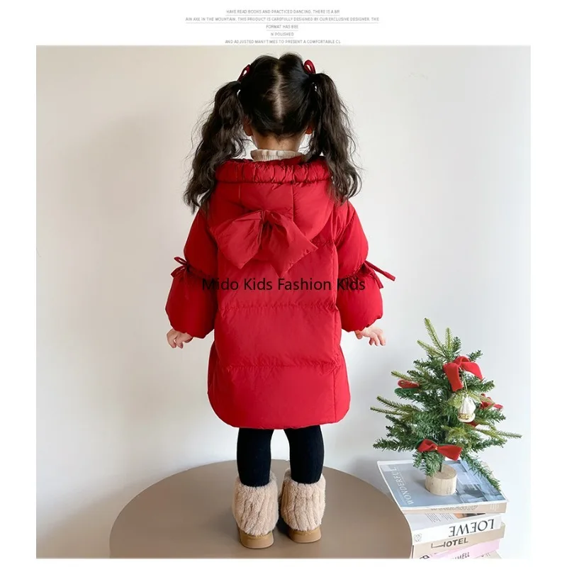 Fashionable1-12Y  Girls Down Jacket Winter White Duck Feather Coat Long Warm Padded Coat 90-140cm