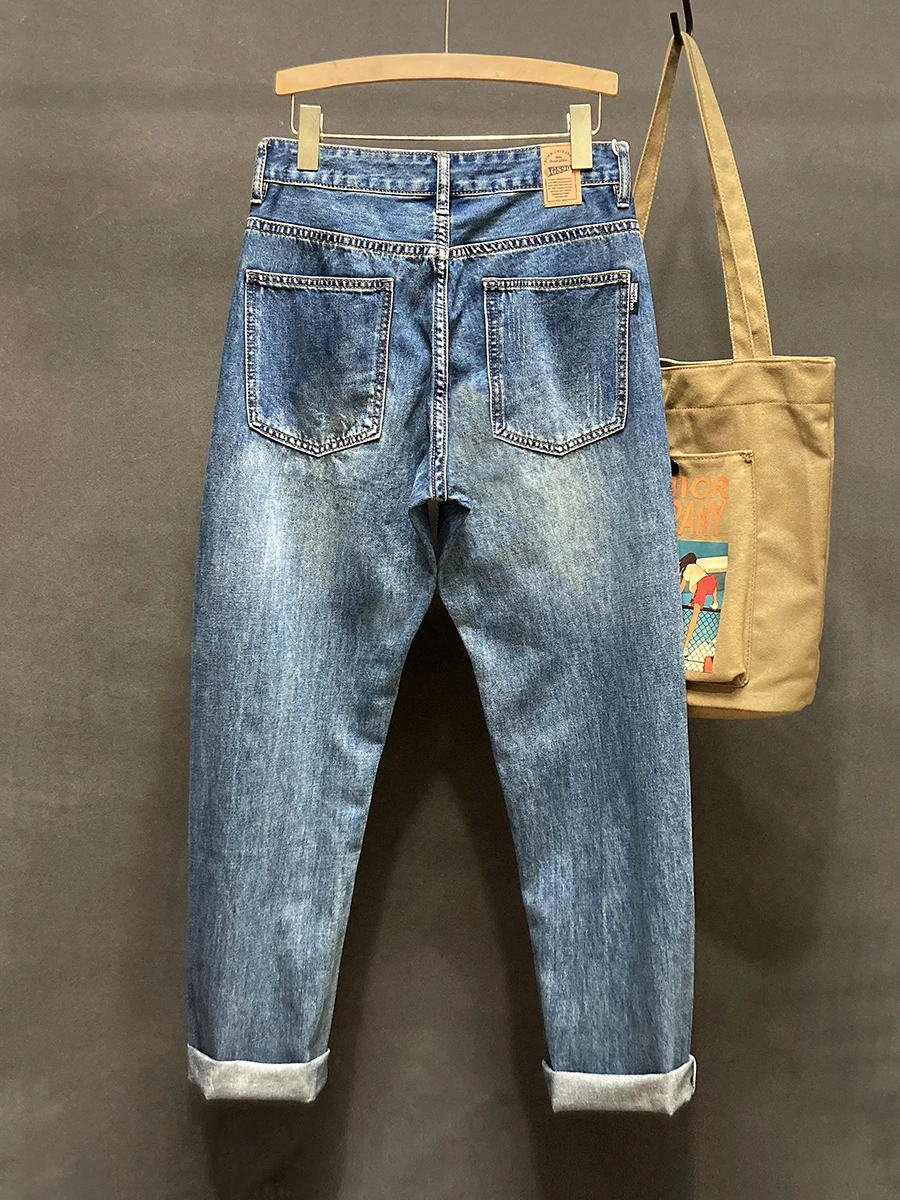 

Мужские джинсы Waed в американском стиле ретро, свободные джинсовые брюки прямого кроя High Street, модные универсальные повседневные брюки Cone Ape