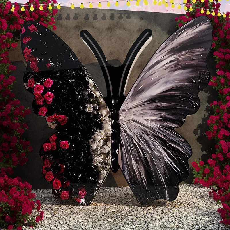 Outdoor oversized butterfly three-dimensional photo area card flower decoration