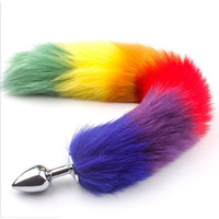 RainBow Fox Butt Plug Tail Anal LGBT Comfort Furry Beginner Sex Toy Explore Ass Dog Play Women Stimulate 46CM Costume Cosplay