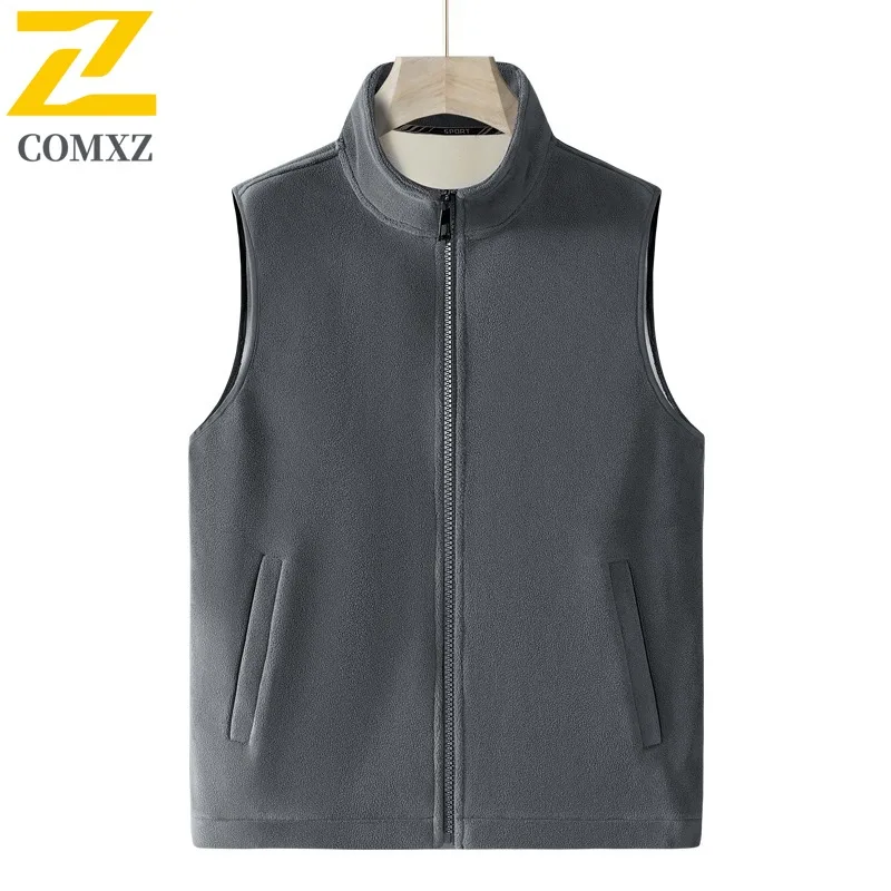 

COMXZ Men Solid Color Vest Winter Thermal Sleeveless Jacket Fleece Padded Waterproof windproof Casual Outdoor Waistcoat 2025