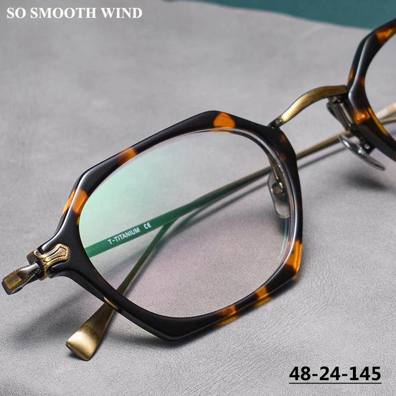

Ultralight Retro Pure Titanium Polygonal Glasses Japanese Tortoise Small Frame Eyeglasses Artistic Men Women Square Spectacles