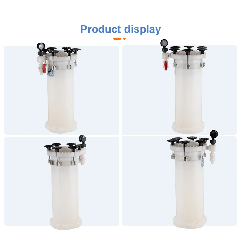Customized FRPP/PVDF Chemical Corrosion Resistant Electroplating Filter 250 L/Min 20''*8 Cartridges ISO9001/CE Certified