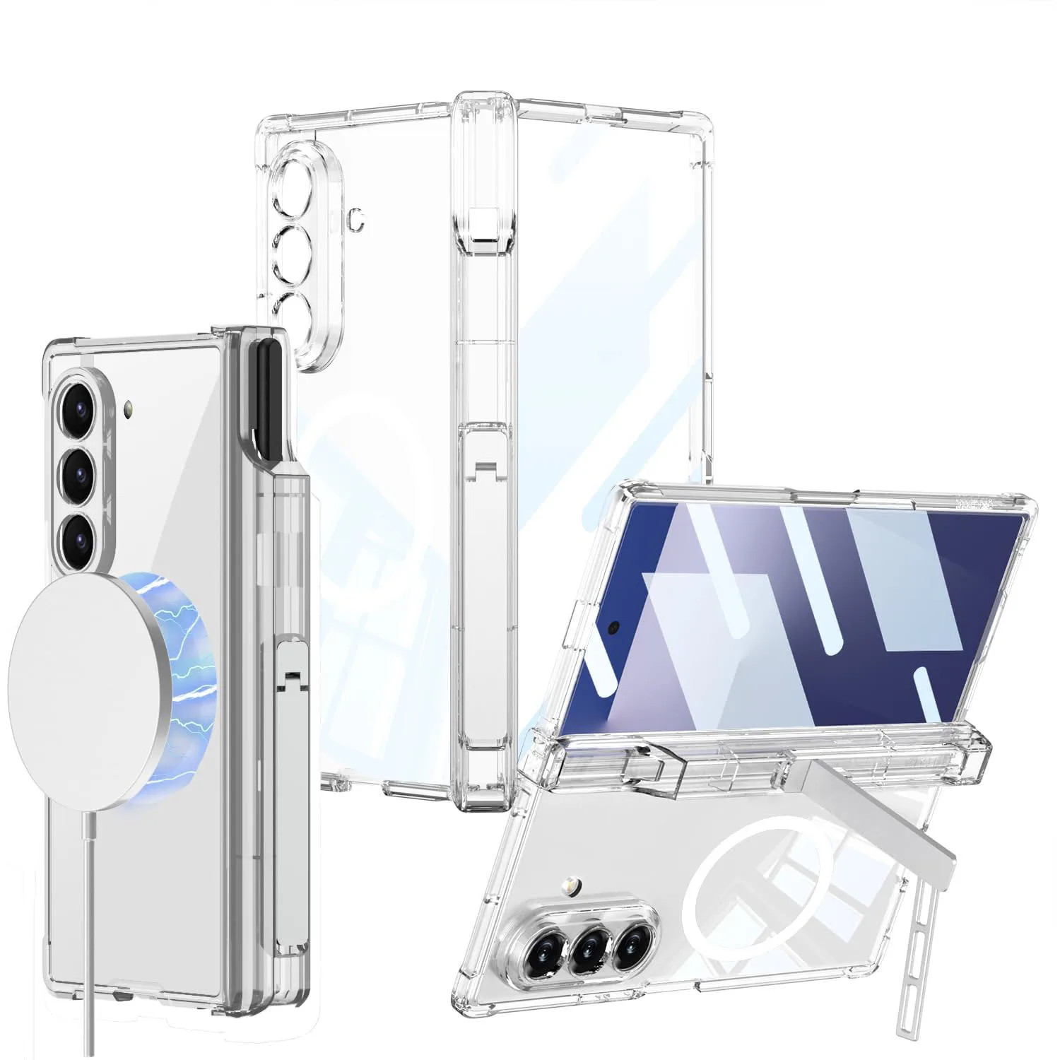 

Чехол-подставка для Samsung Galaxy Z Fold 7 – S Держатель для ручки, защита петли, подставка, встроенная защитная пленка для экрана