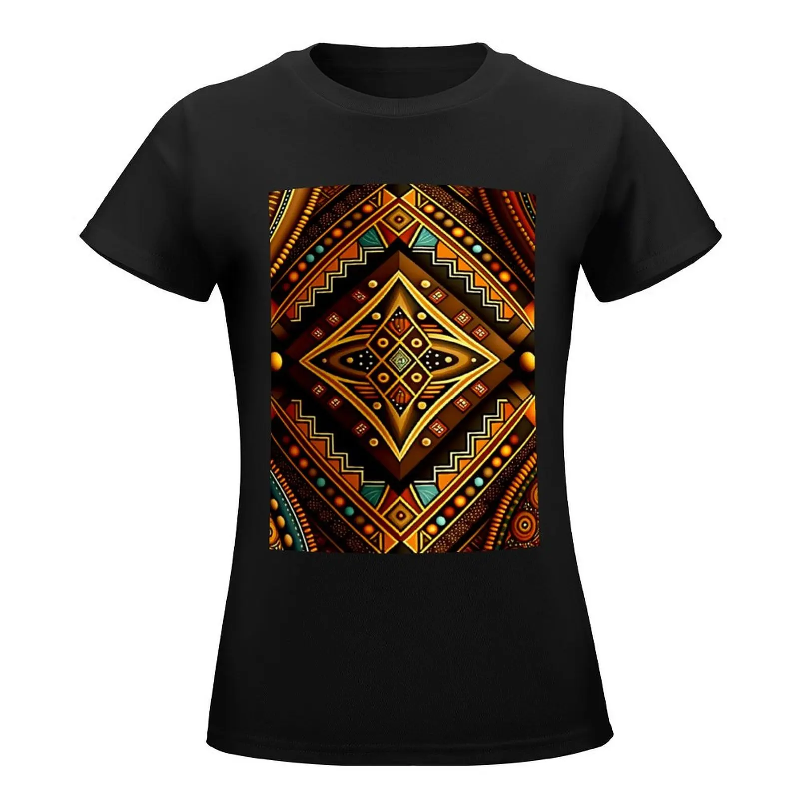 Melanin Mind Indigenous African Pattern T-Shirt summer tops funny tops Women