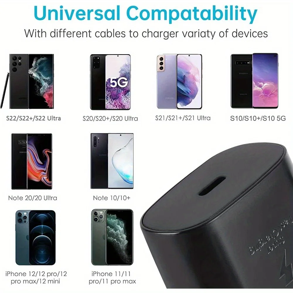 10 قطع الكثير شاحن سريع للغاية 25 واط USB C PD محول الطاقة الجدار لسامسونج لمجرة