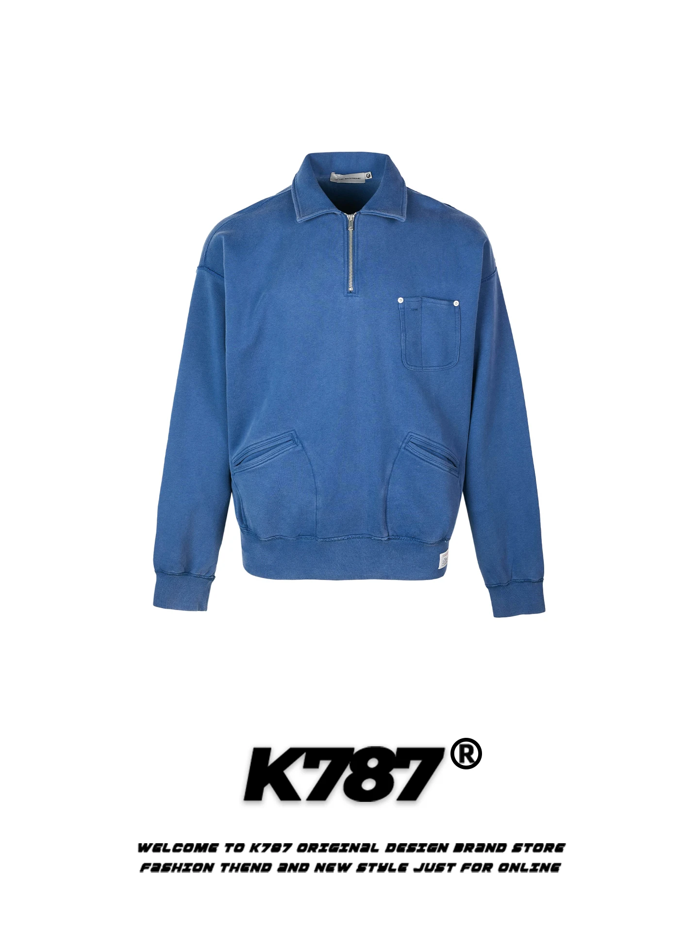 

K787 Американский ретро-свитшот унисекс, свободный повседневный, на молнии, из хлопка, для молодежи, весна