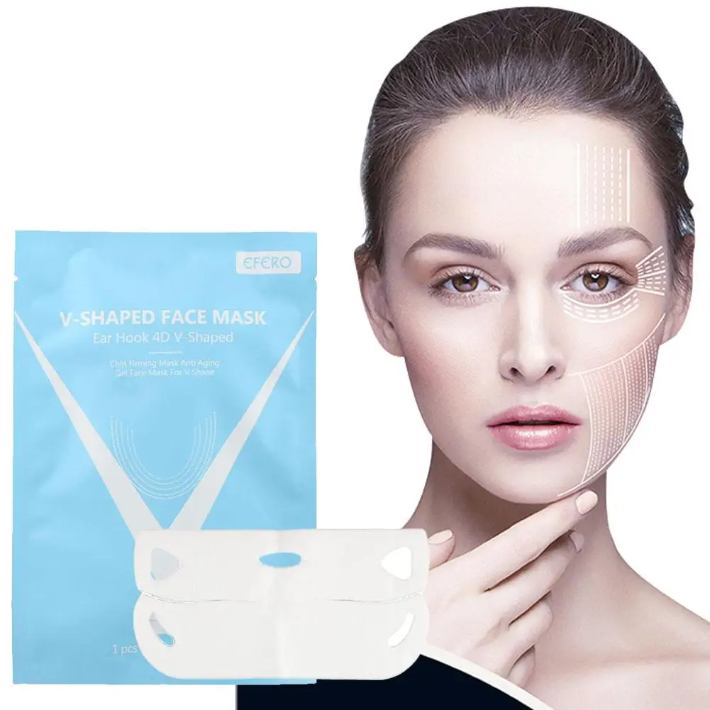 Wieder verwendbare Silikon-Facelifting-Maske Weich gel Anti-Falten-Schlankheit Haut Kinn weiß V-Band Patch Bandage reduzieren Form Doppel b i0k9