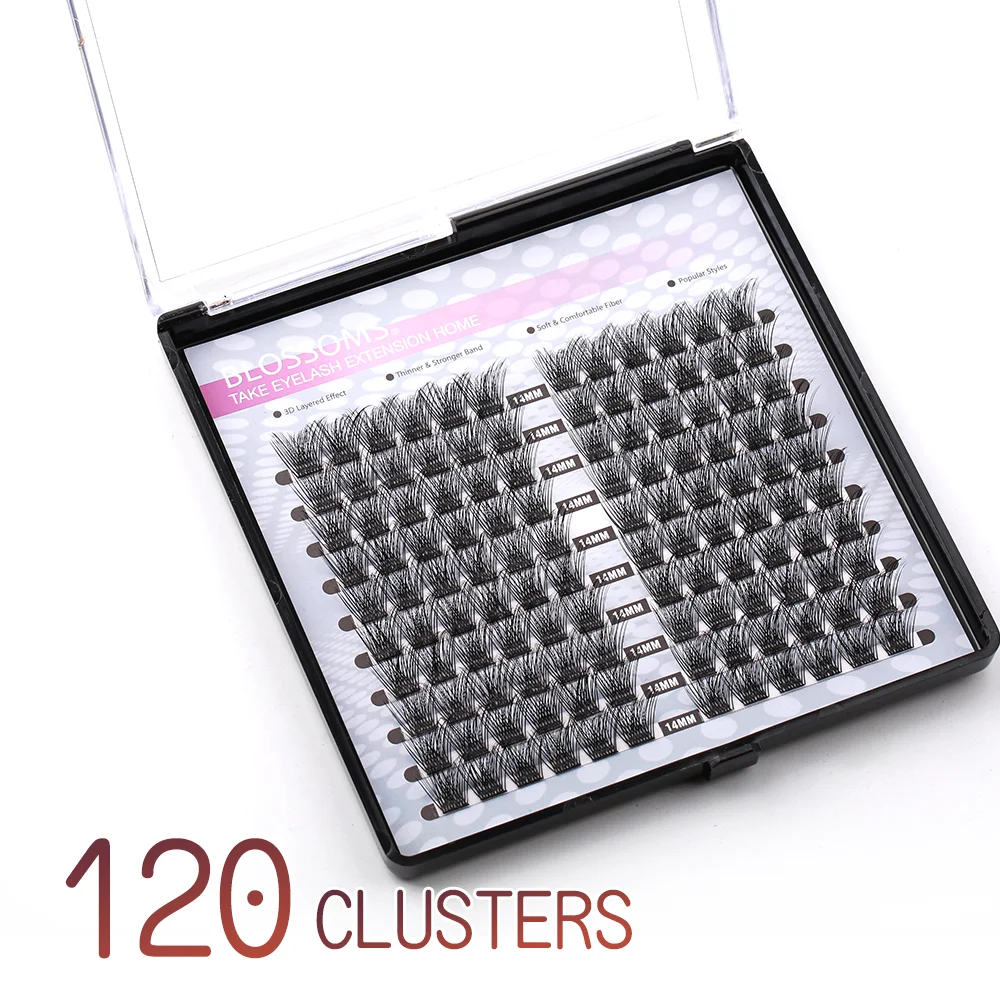 FinyDreamy DIY 120 PCS Cluster Lashes 3D Natural Bunch 16mm D Curl Segmented Beam Individual Mink Tufted Eyelash Fine Lash Tip