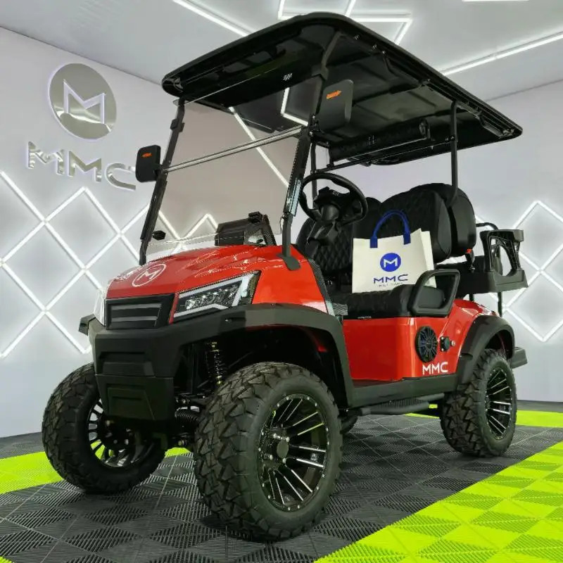 CE certified 4WD low price 4+2 seat red electric golf cart with rear bucket electric off-road vehicle