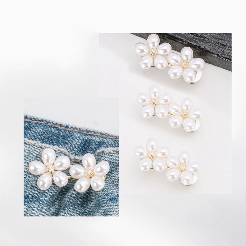 1 par de cintura de metal em forma de flor ajustável apertar decoração simples casal fivelas calça tamanho mudar de grande a pequeno