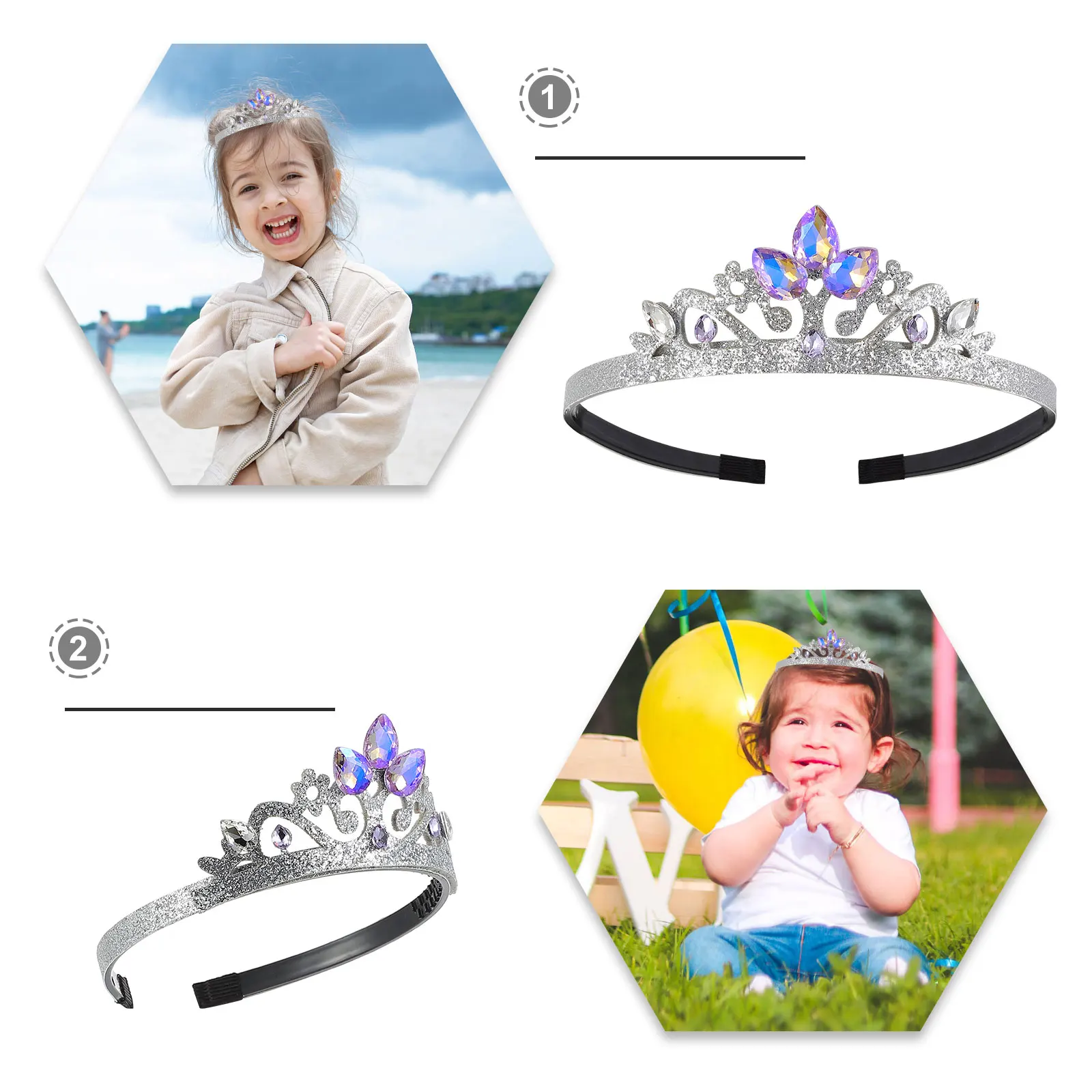 

Crown Headband Headdress for Toddlers Infants Princess Tiara Hair Accessories Girls Crown Hair Decor Colorful Elegant