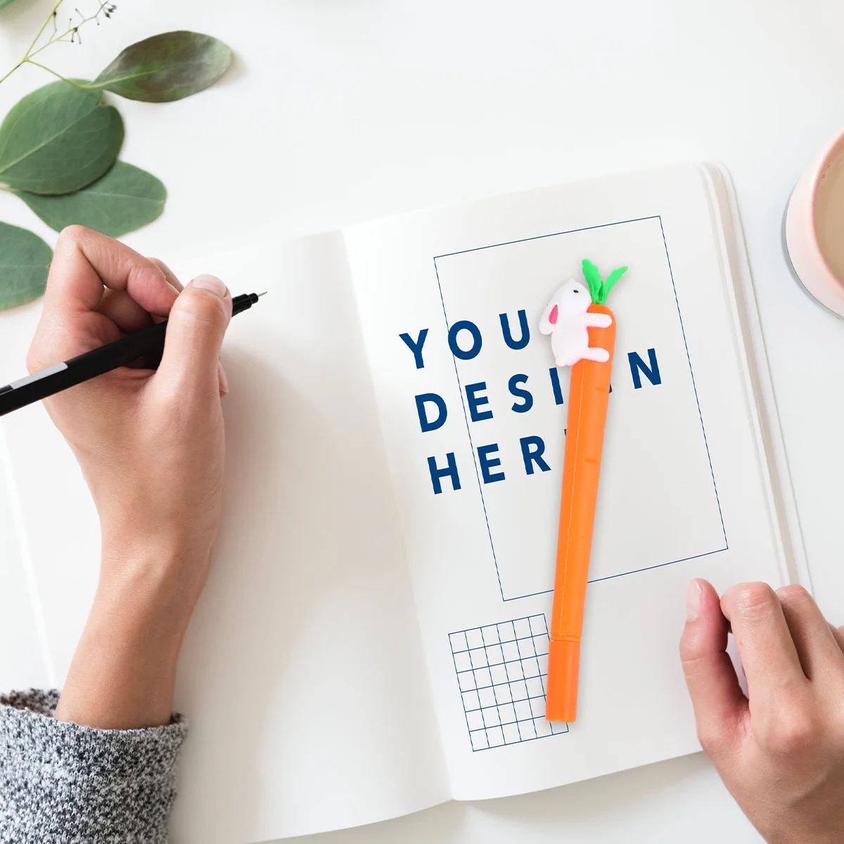 

20 PCS Animal Ballpoint Pens Carrot Cartoon New Year's Neutral Writing Rabbit Black Bunny Cute Fun