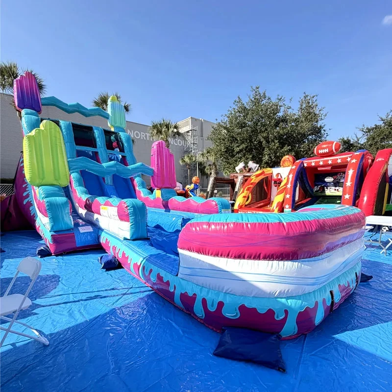 Wholesale Price PVC Tarpaulin Chilly Water Slide Inflatable Water Slide with Water Pool Slip Bounce Slide for Summer Playing