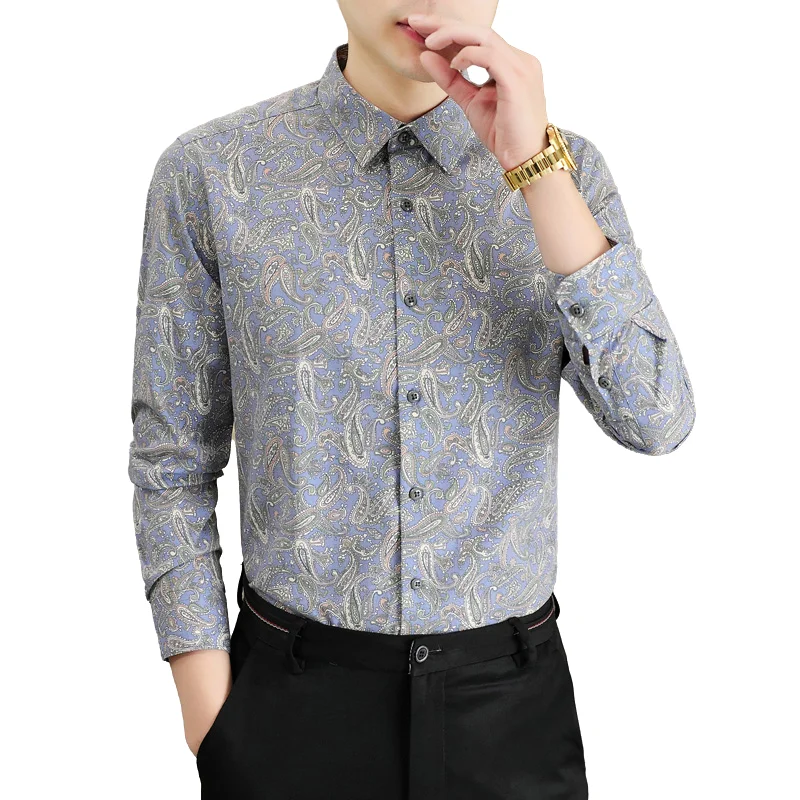 

Men's Fashion Long Sleeve Shirt Spring Summer Arrival Wrinkle-Resistant Premium Light Business Printed Shirt Office Comfort Work