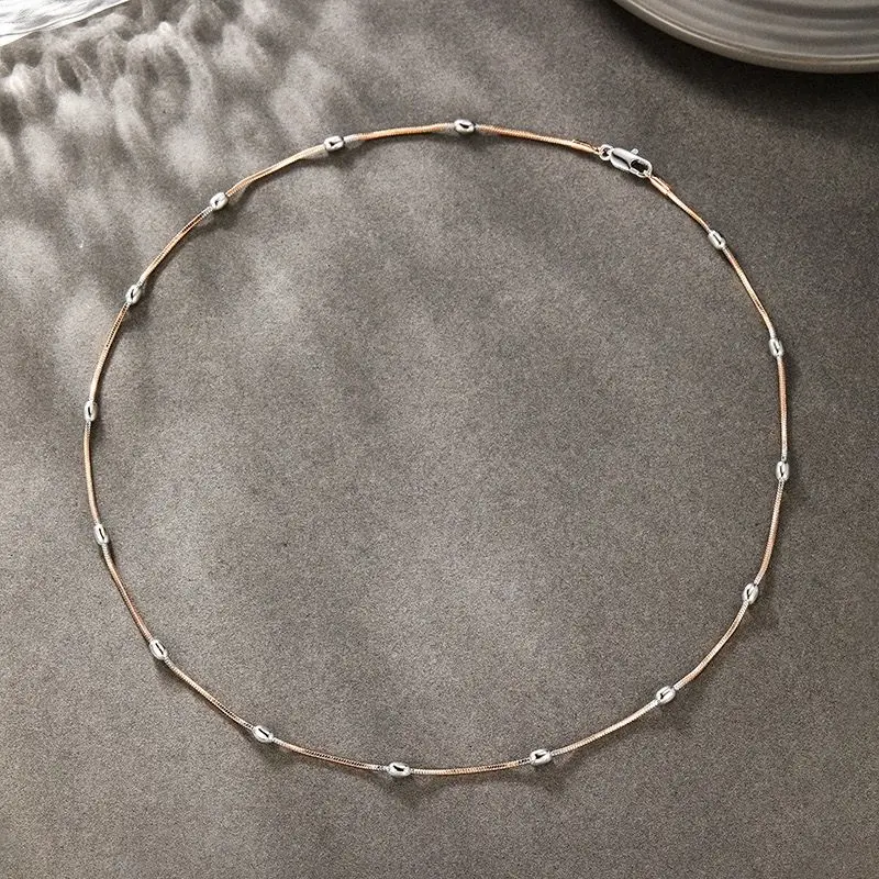 مجوهرات XP - (45 سم × 3 مم) مزيج 2 قلادات من خرز الأفعى المطلية بالذهب للنساء مجوهرات الأزياء بالجملة #1