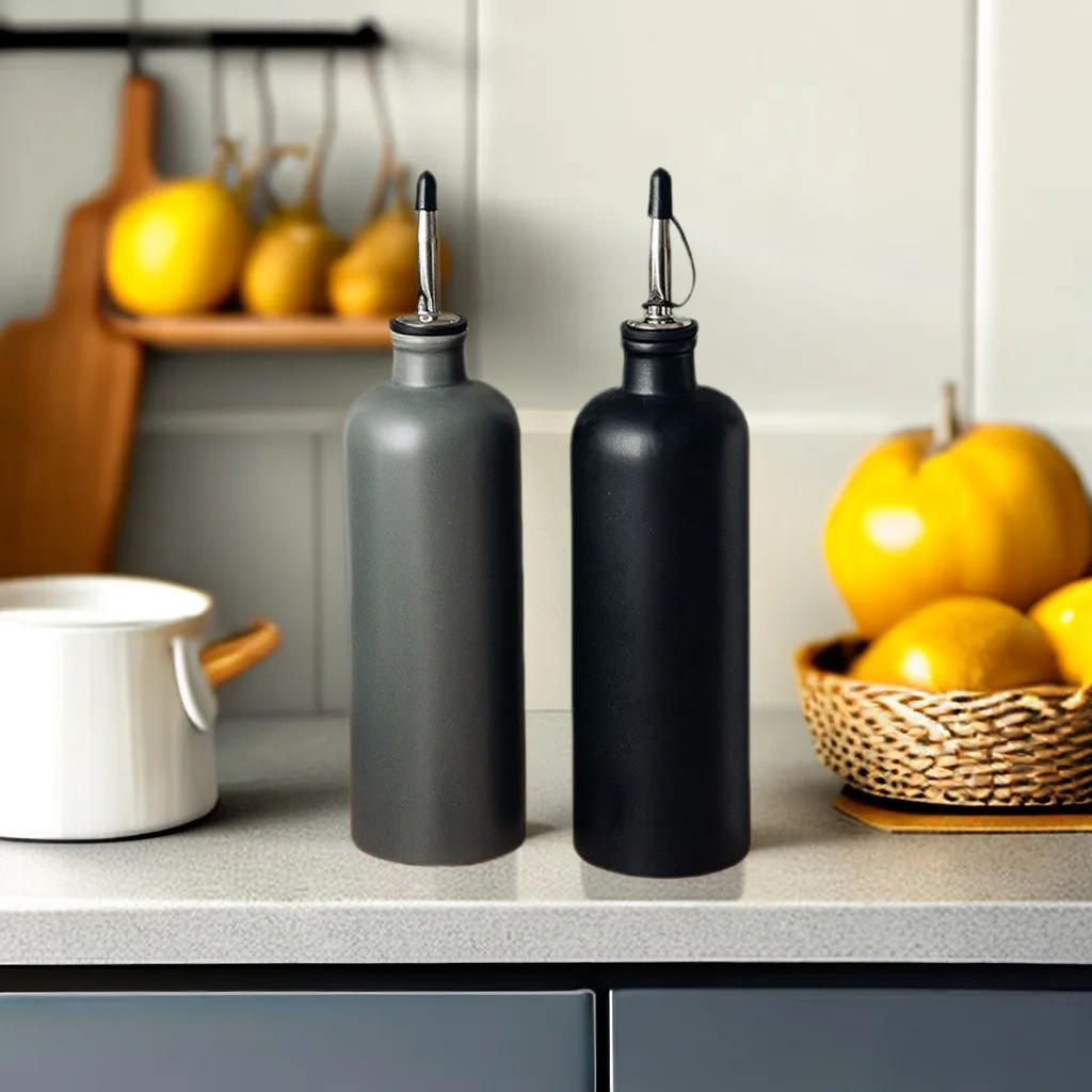 500ml Ceramic Olive Oil Dispenser Bottle, Oil Bottle, Kitchen Liquid Soy Sauce and Vinegar Dispenser, Household Seasoning Bottle