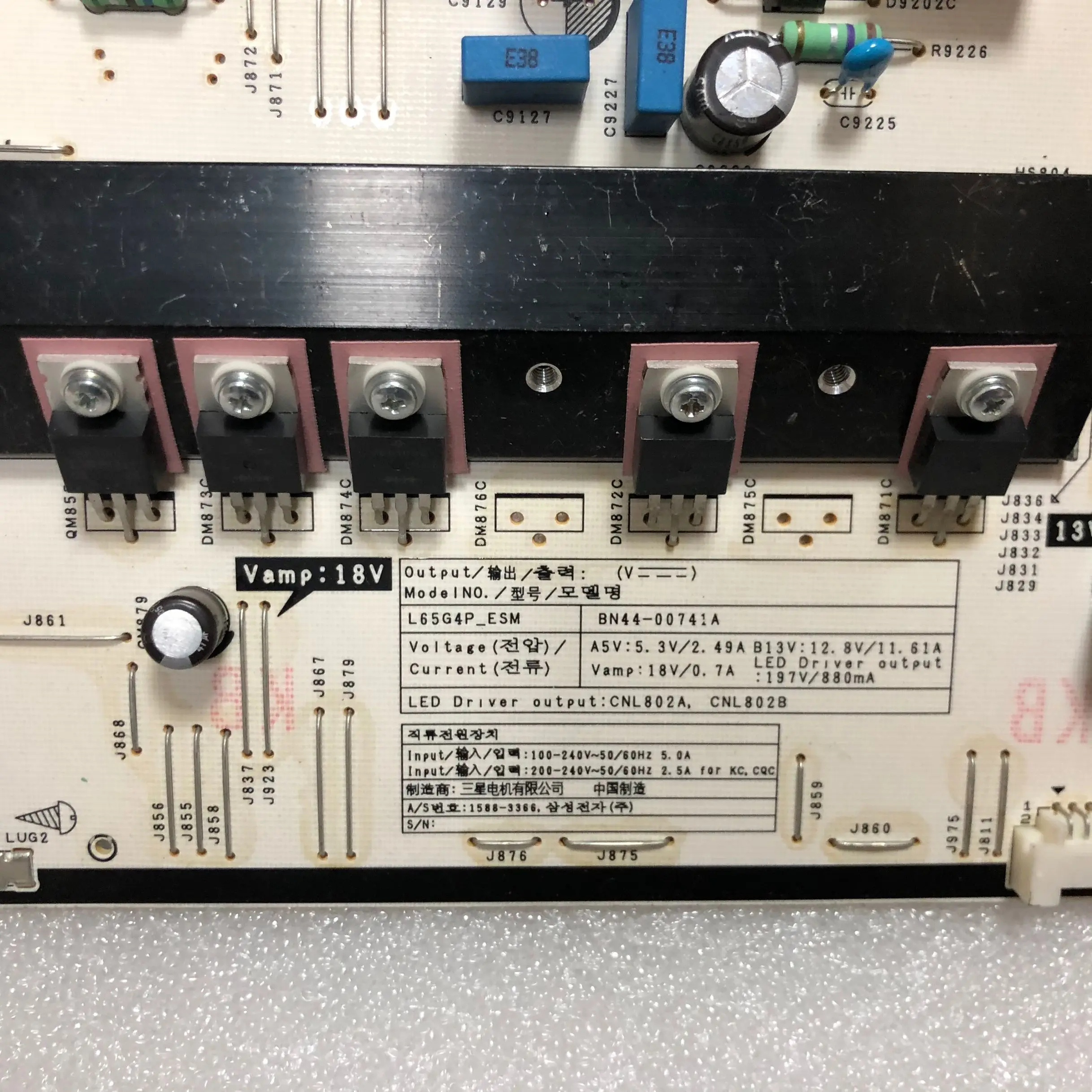 لوحة الطاقة الأصلية UA65HU8500J ، L65G4P ، BN44-00741A ، بقعة