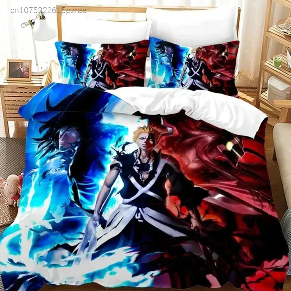 Top Anime Bleach Kurosaki Ichigo Bedding Set Boys Girls Twin Queen Size Duvet Cover Pillowcase For Boys Adult Home Textileextile
