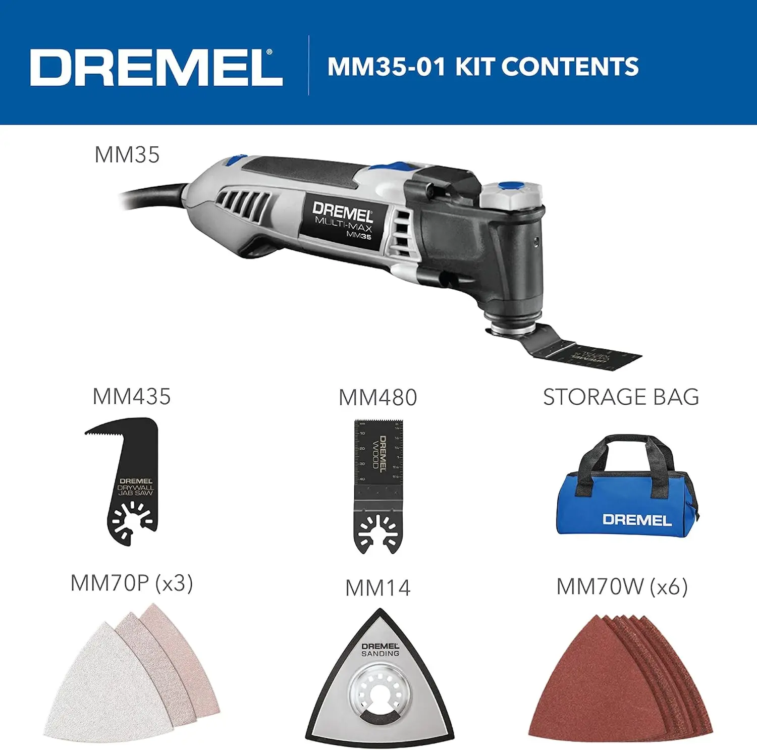Multi-Max 3.5 Amp Oscillating Tool Kit with Tool-LESS Accessory Change- Multitool with 12 Accessories- Compact Head & Angled Bod