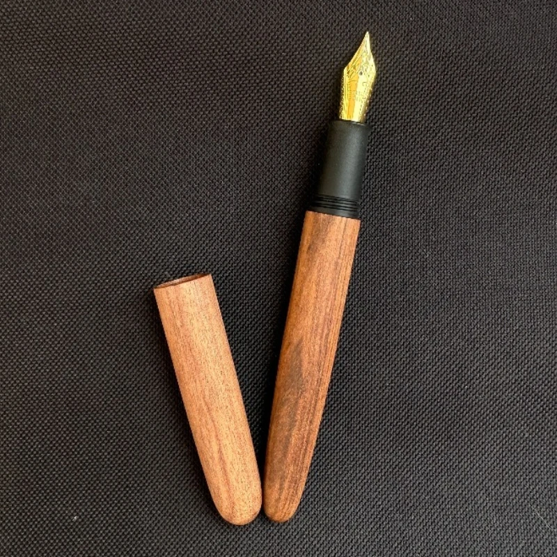 BALAOYE Tiger Skin Wood Grain Pen BOCK Tip Gold Plated Pen Tip Length 14.7cm Equipped with Ink Absorber Office Calligraphy Pen