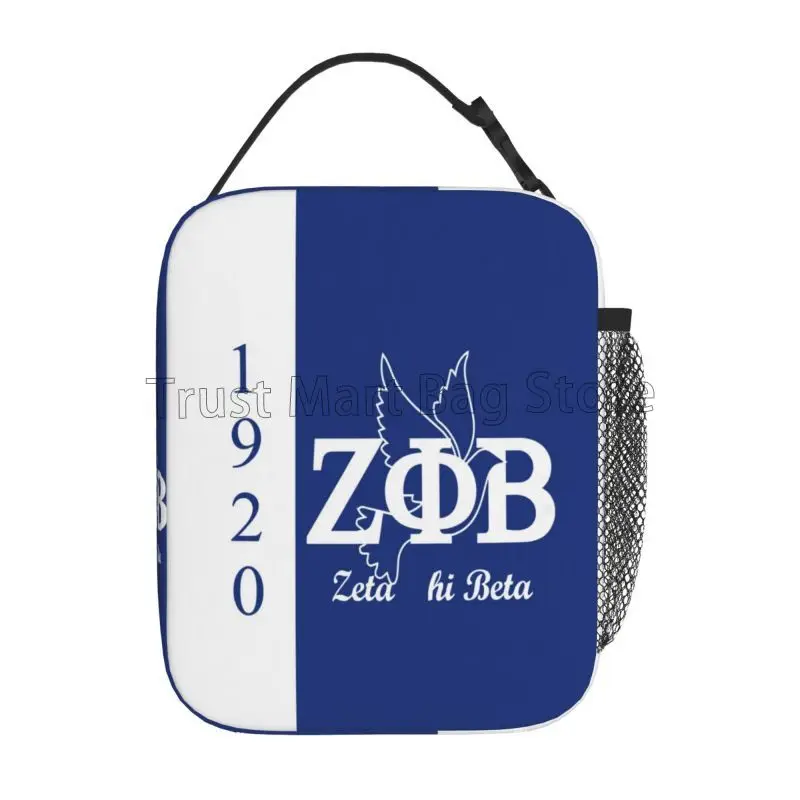 Personalized Zeta Phi Beta Sorority Insulated Lunch Bag Reusable Leakproof Portable Oxford Bento Bags Thermal Cooler Lunch Box