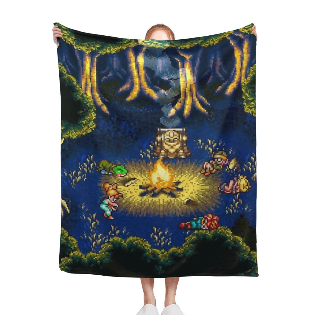 

Fluffy Baby Blanket Chrono Trigger Campfire Sofa Camp Nap Bedspread Cozy Flannel Blanket Bedroom Decor