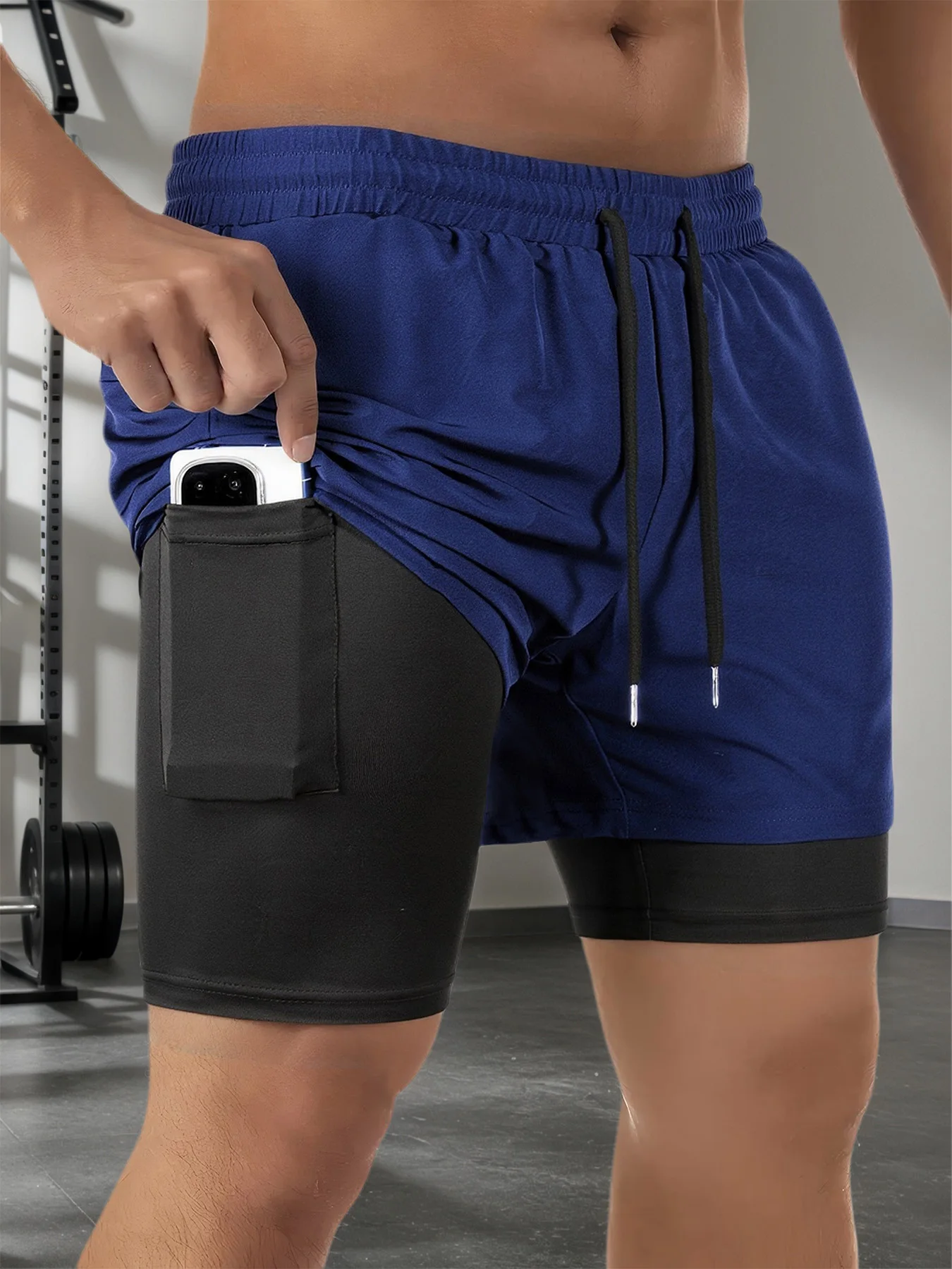 Мужские спортивные шорты для фитнеса, бега, быстросохнущие компрессионные шорты для легкой атлетики, мужские спортивные шорты для фитнеса с задним карманом на молнии