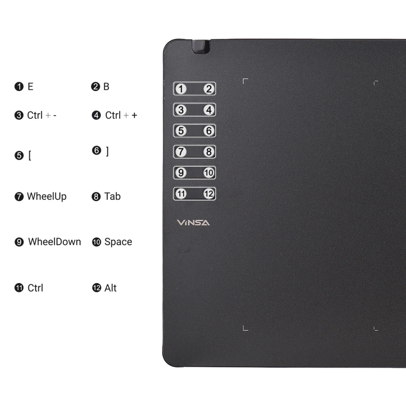 VINSA T1161 tableta de dibujo gráfico lápiz óptico ultrafino 8 puntas creación de arte boceto 8192 niveles presión sin batería personalizado
