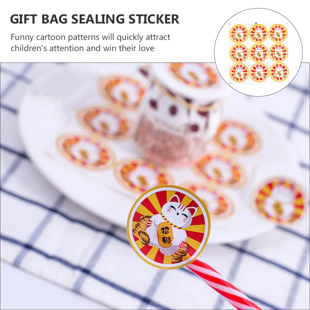 

30 листов уплотнительная наклейка Lucky Cat, креативный мультяшный дизайн, упаковочная сумка, подарочная сумка для конфет, сумка для закусок, декоративная печать