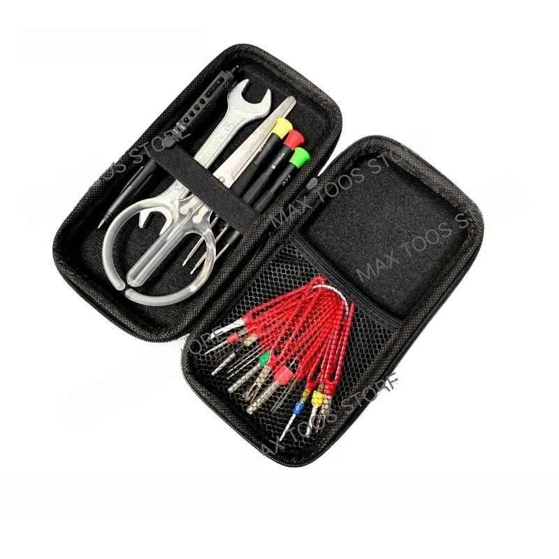 Water-resistant Tool Storage Bag Durable Hard-Shell Carbon Fiber Pattern Zipper Pouch for Car Electronics & Daily Repair Tools