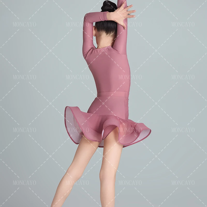 ชุดเต้นรําละตินสาว Cha Cha Salsa Samba Tango Rumba Latin Dance เสื้อผ้าเด็กเต้นรําการแข่งขันเต้นรําบอลรูมชุดเด็ก