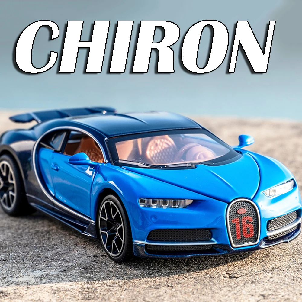 1:32 CHIRON BOLIDE Model Toy Supercars Alloy Diecast Sound Light Pull Back Doors Opened Ornament Sports Cars for Children Gifts