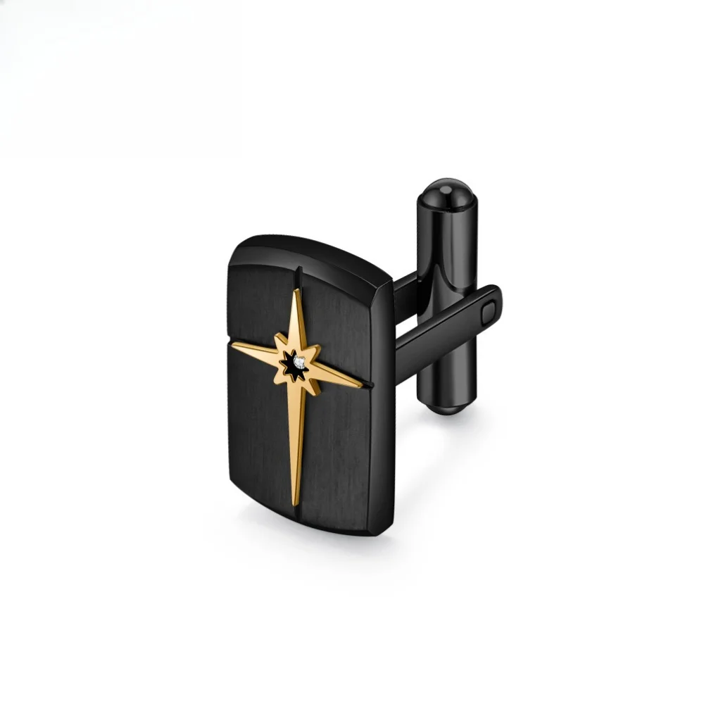 Gentlemen's Black Hexagram Star Men's Cufflinks Exquisite Business Formal Sleeve Buckle Decorative Accessory For Suits Dresses