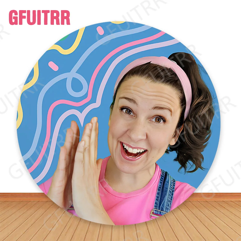 GFUITRR Ms Rachel Round Photo Backdrop Kids Birthday Backdrop Baby Shower Circle Covers Party Decor Photo Background