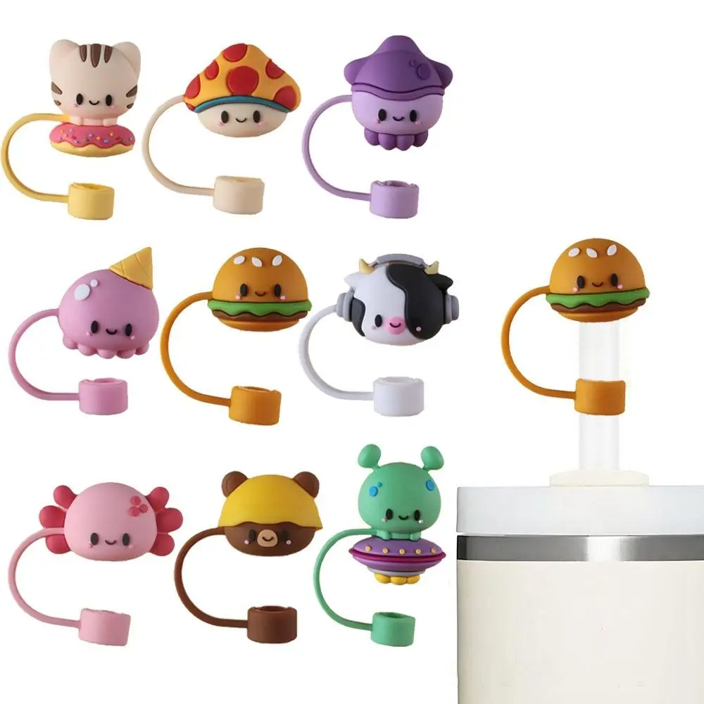 

1PC Silicone Sealing Straw Plug Reusable Drinking Dust Cap Cartoon Plugs Tips Cover Suit Kitchen Cup DIY Accessories