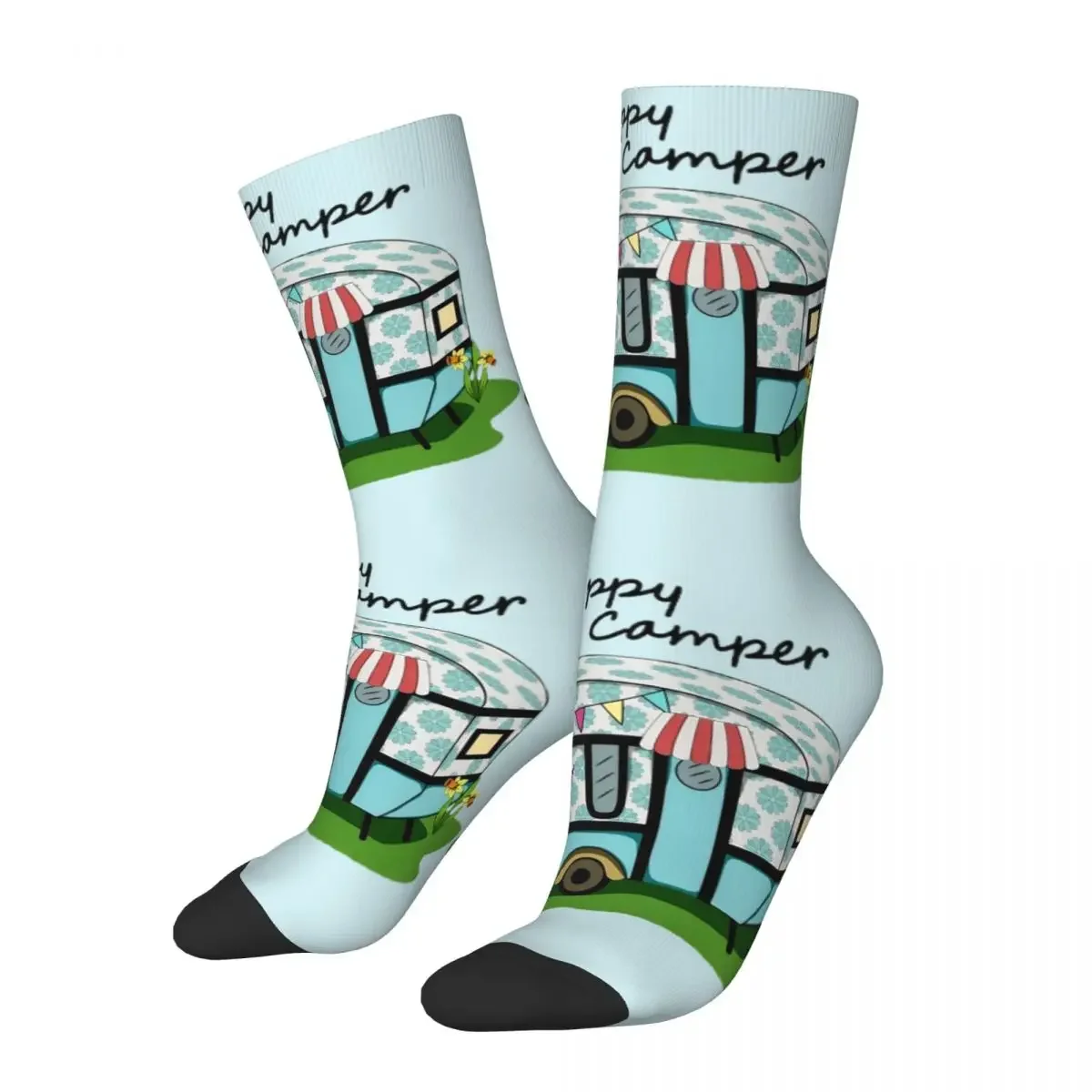 Men Happy Camper Socks Warm Funny Happy Funny Comping Socks Crazy Stuff Middle TubeSocks Best Gift