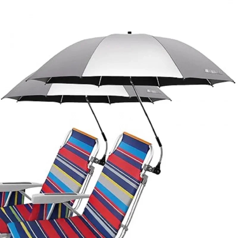 Extra-large sun protection and shade23Inch clamp umbrella, multi-color black-coated beach chair clamp umbrella