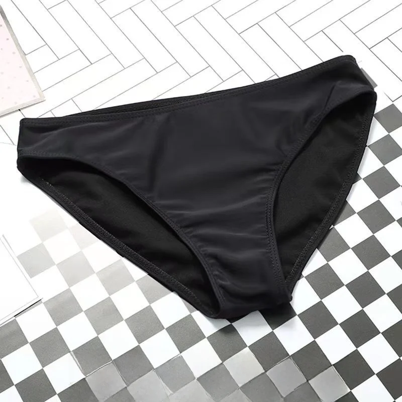 Sexy High-Waist e Bikini Swimsuit Women's Base Underwear Anti-Light Pure Color Separate Design Fitn Swimming Clothes