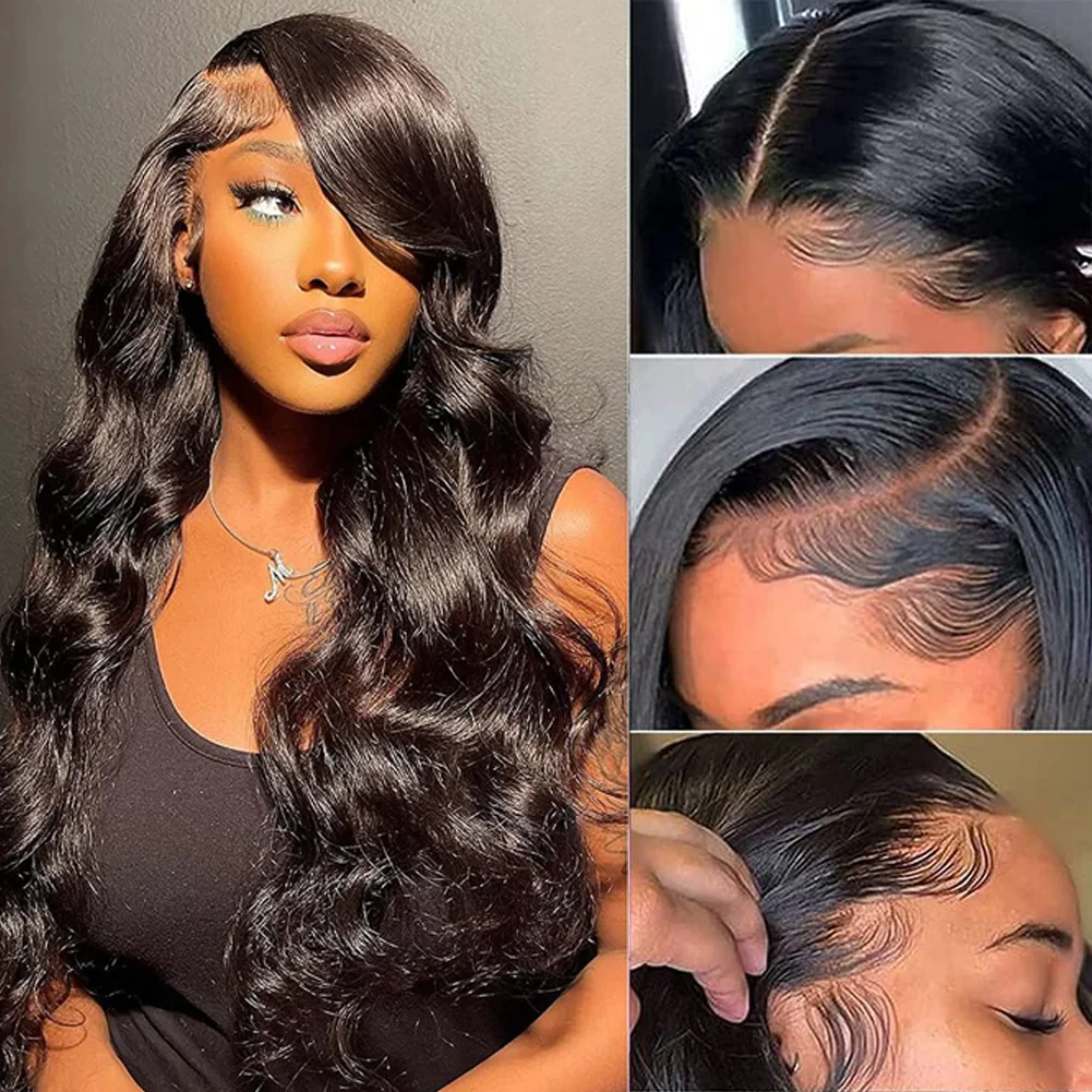 

Body Wave 4x4 HD Lace Front Wigs 100% Brazilian Human Hair Wigs Glueless 180% Density Per Plucked WIth Baby Hair Wigs For Women