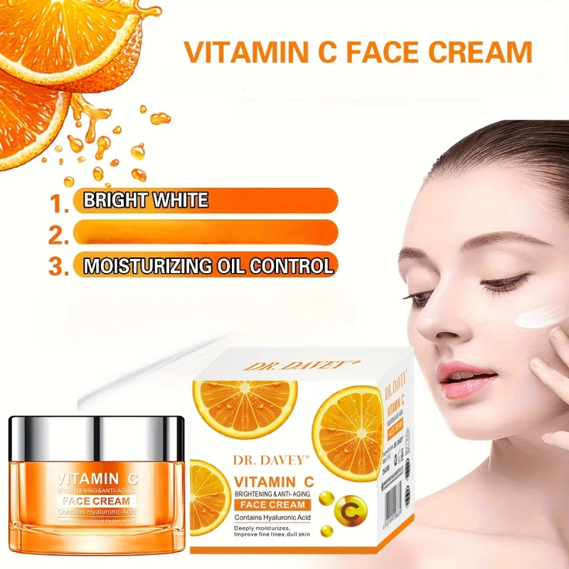 كريم فيتامين سي للوجه من دكتور ديفي، مرطب للوجه، كريم مغذي رقيق ومنعش وغير دهني