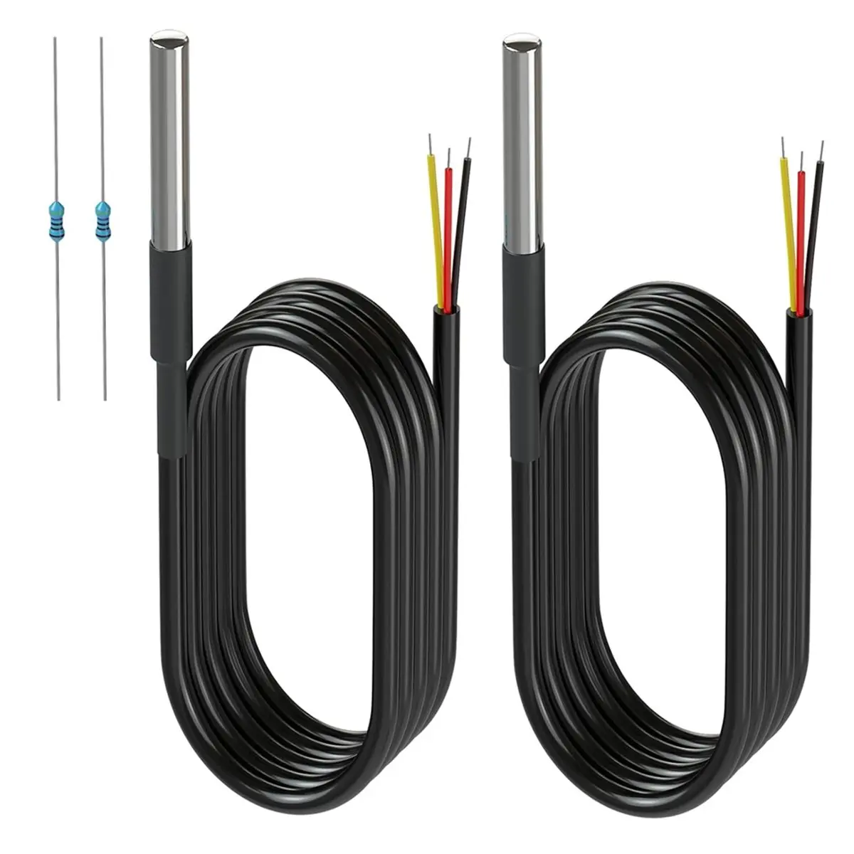 Budget-Friendly-2 Pack Waterproof Temperature Sensor Probes with 2 Pack 4.7K Ohm Resistors for DIY